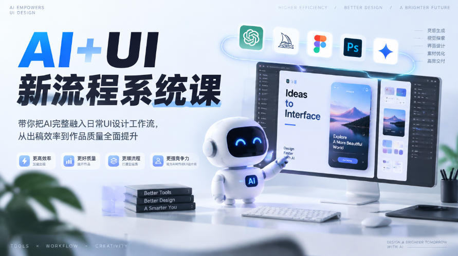 【无水印】AI+UI新流程系统课，带你把AI完整融入日常UI设计工作流，从出稿效率到作品质量全面提升(2026第4期)-橙心云网创