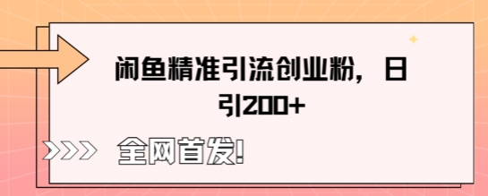 闲鱼精准引流创业粉,轻松日引200+-轻创终点站